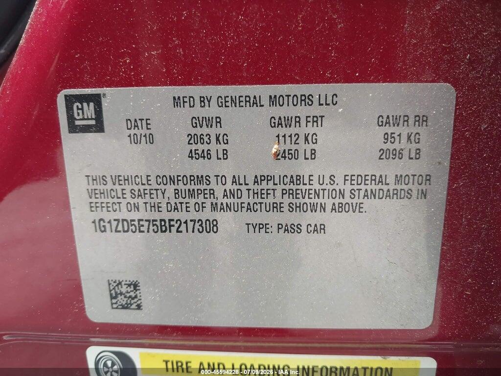 1G1ZD5E75BF217308 2011 CHEVROLET MALIBU photo no. 9