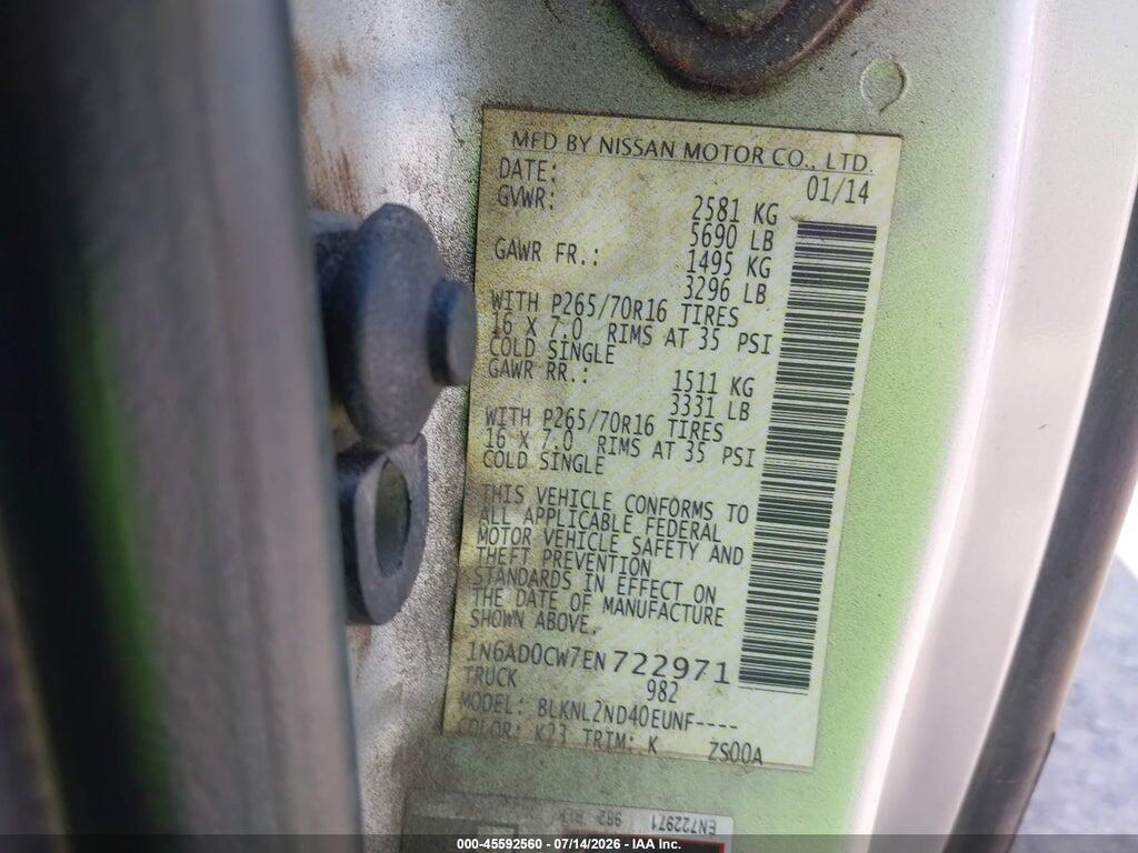 1N6AD0CW7EN722971 2014 NISSAN FRONTIER photo no. 9