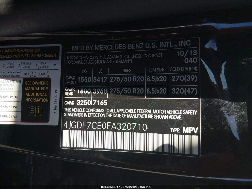 4JGDF7CE0EA320710 2014 MERCEDES-BENZ GL 450 photo no. 9