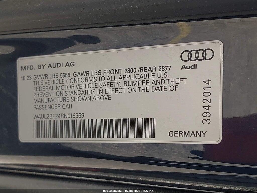 WAUL2BF24RN016369 2024 AUDI A6 photo no. 9