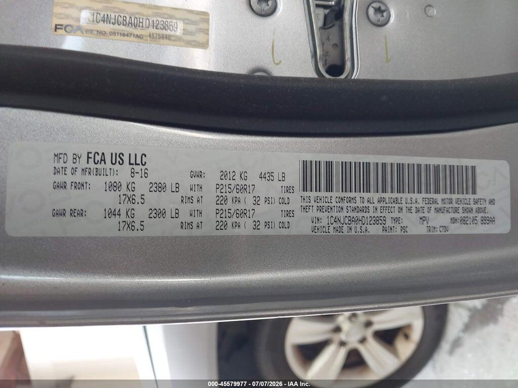 1C4NJCBA0HD123859 2017 JEEP COMPASS photo no. 9