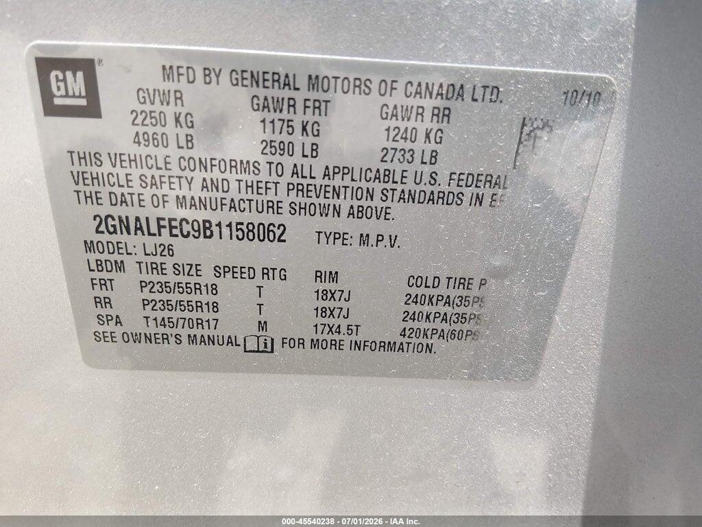 2GNALFEC9B1158062 2011 CHEVROLET EQUINOX photo no. 9