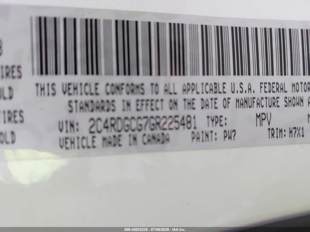 2C4RDGCG7GR225481 2016 DODGE GRAND CARAVAN photo no. 9