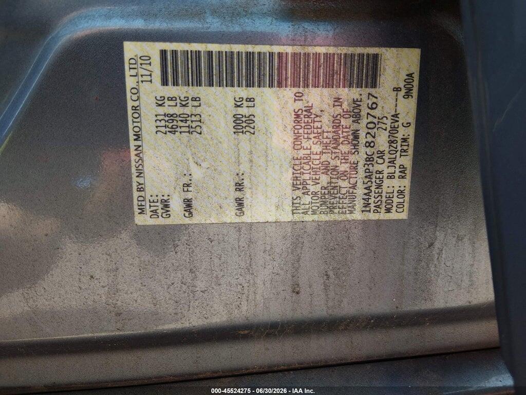 1N4AA5AP3BC820767 2011 NISSAN MAXIMA photo no. 9