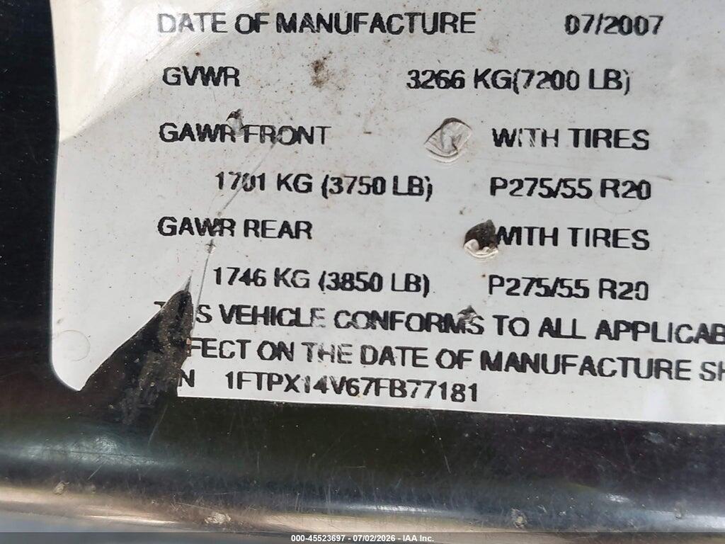 1FTPX14V67FB77181 2007 FORD F-150 photo no. 9