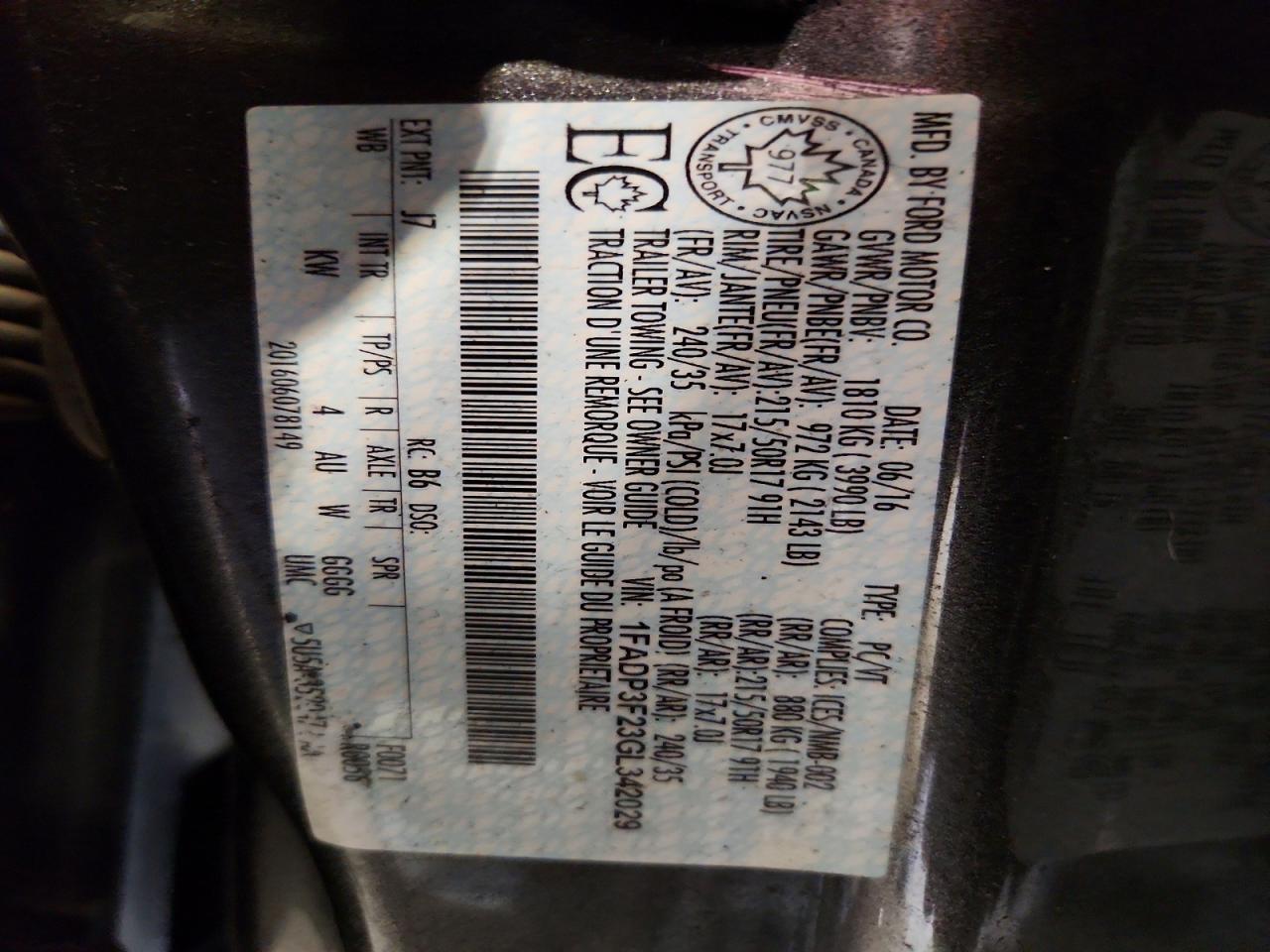 1FADP3F23GL342029 2016 FORD FOCUS photo no. 12