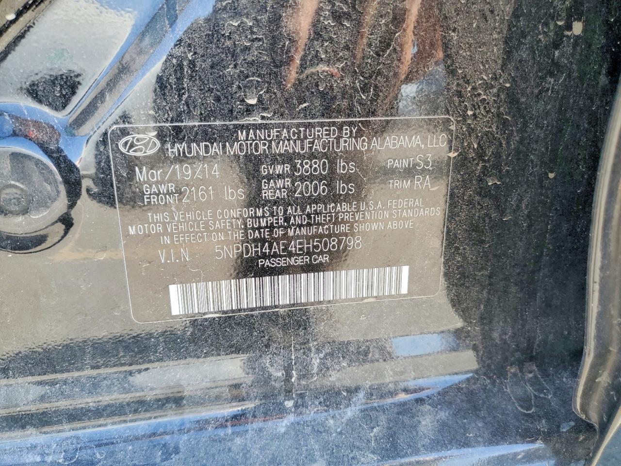 5NPDH4AE4EH508798 2014 HYUNDAI ELANTRA photo no. 12