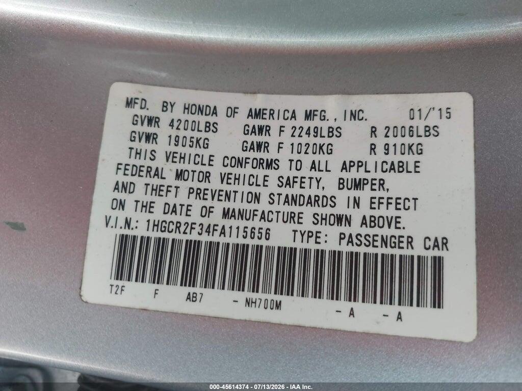 1HGCR2F34FA115656 2015 HONDA ACCORD photo no. 9