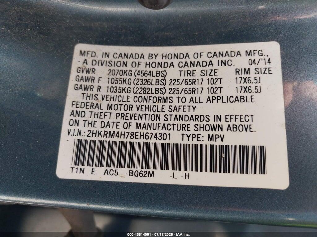 2HKRM4H78EH674301 2014 HONDA CR-V photo no. 9