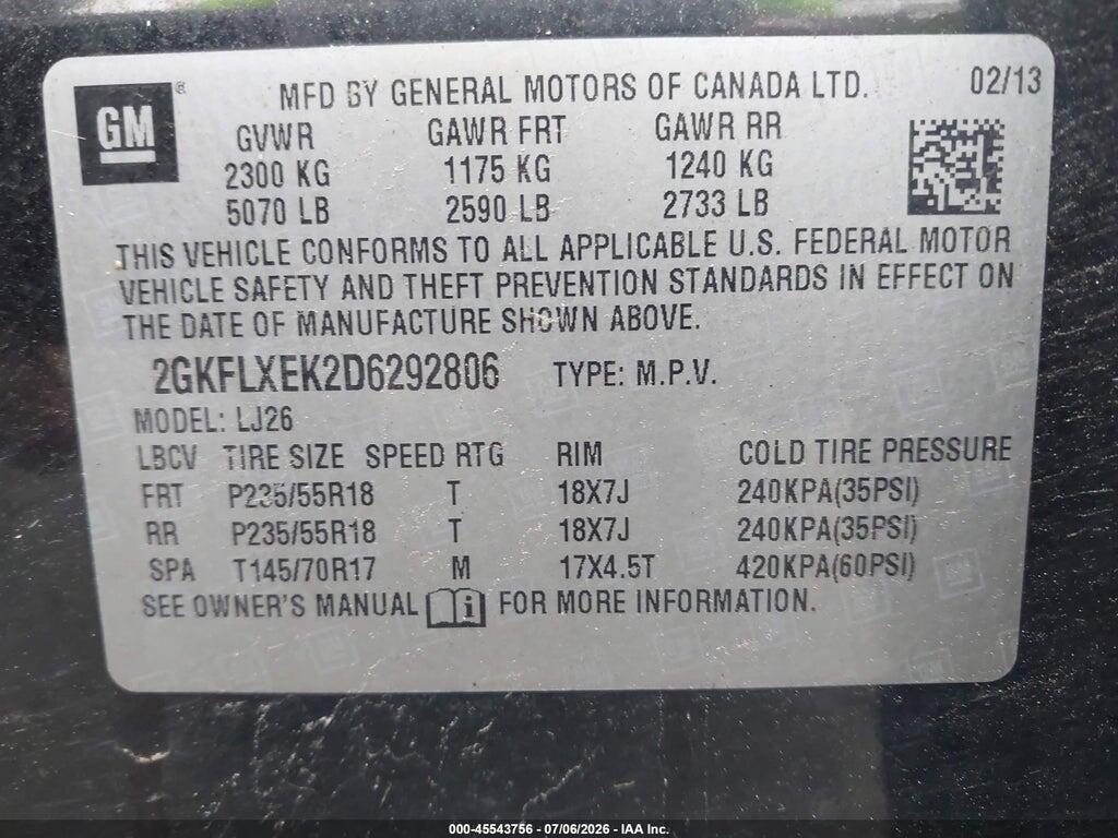 2GKFLXEK2D6292806 2013 GMC TERRAIN photo no. 9