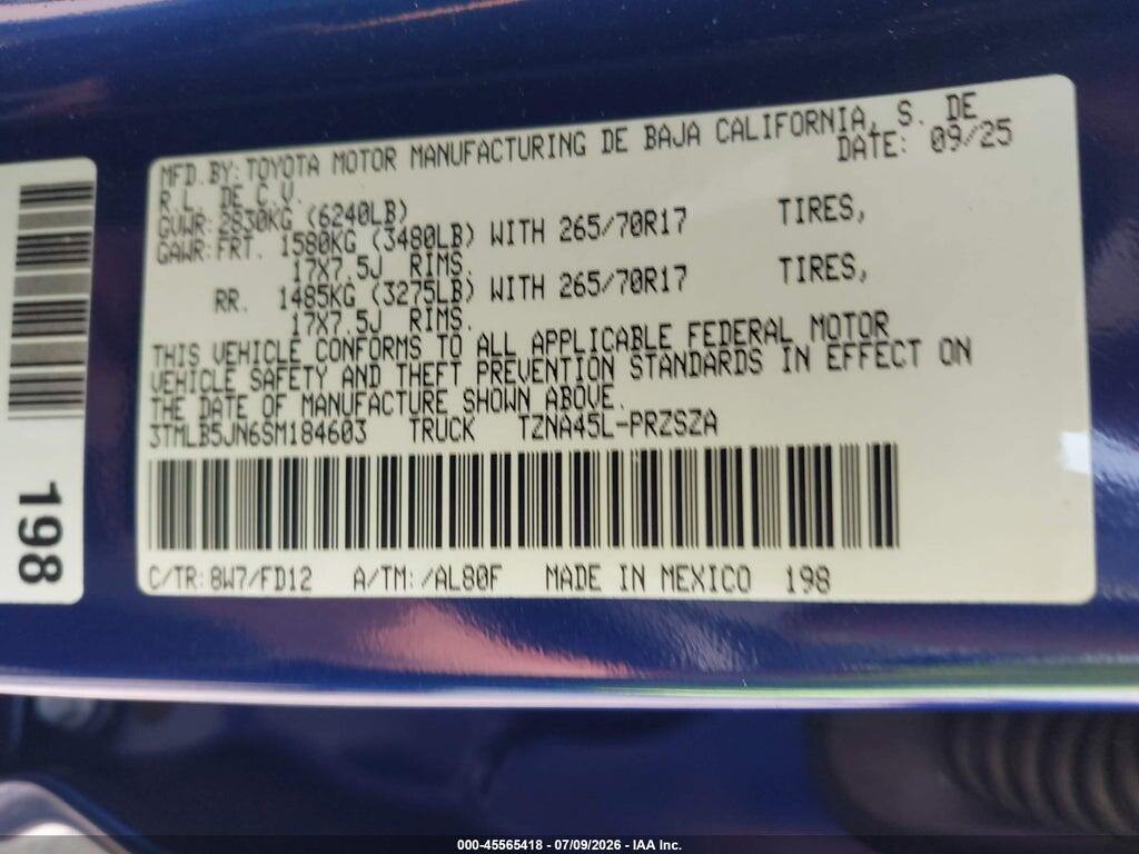 3TMLB5JN6SM184603 2025 TOYOTA TACOMA photo no. 9