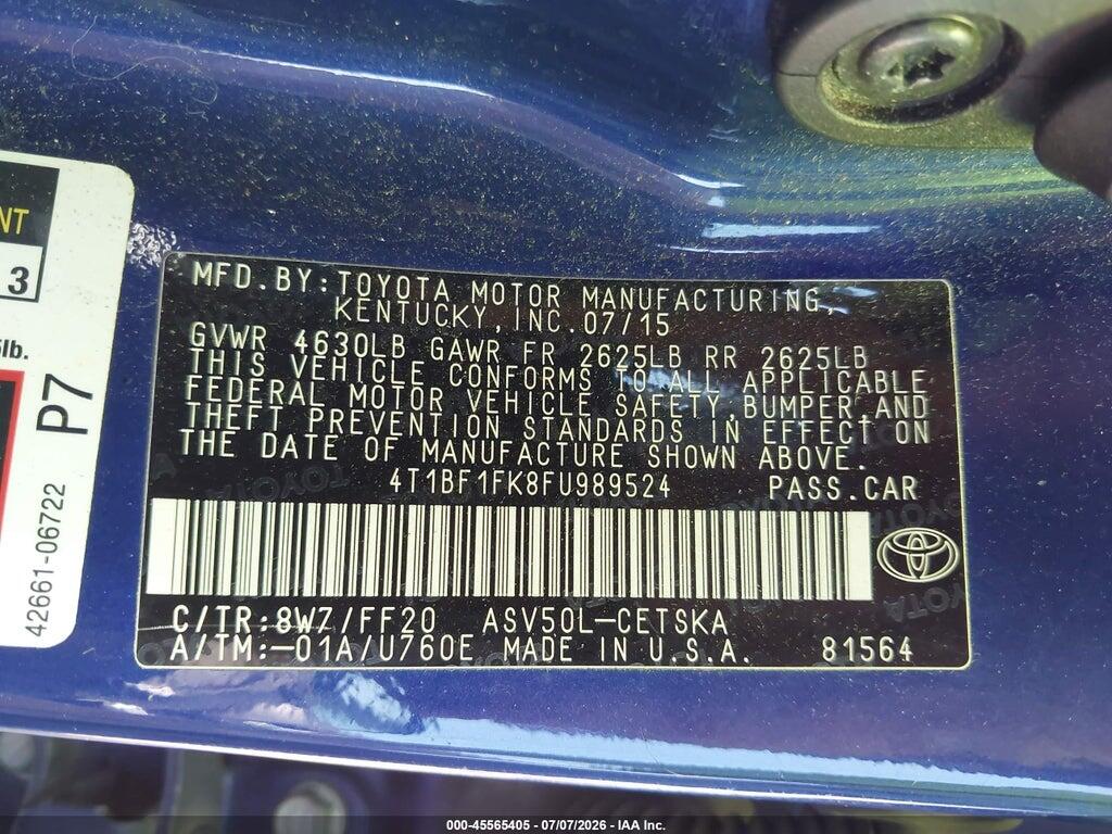 4T1BF1FK8FU989524 2015 TOYOTA CAMRY photo no. 9