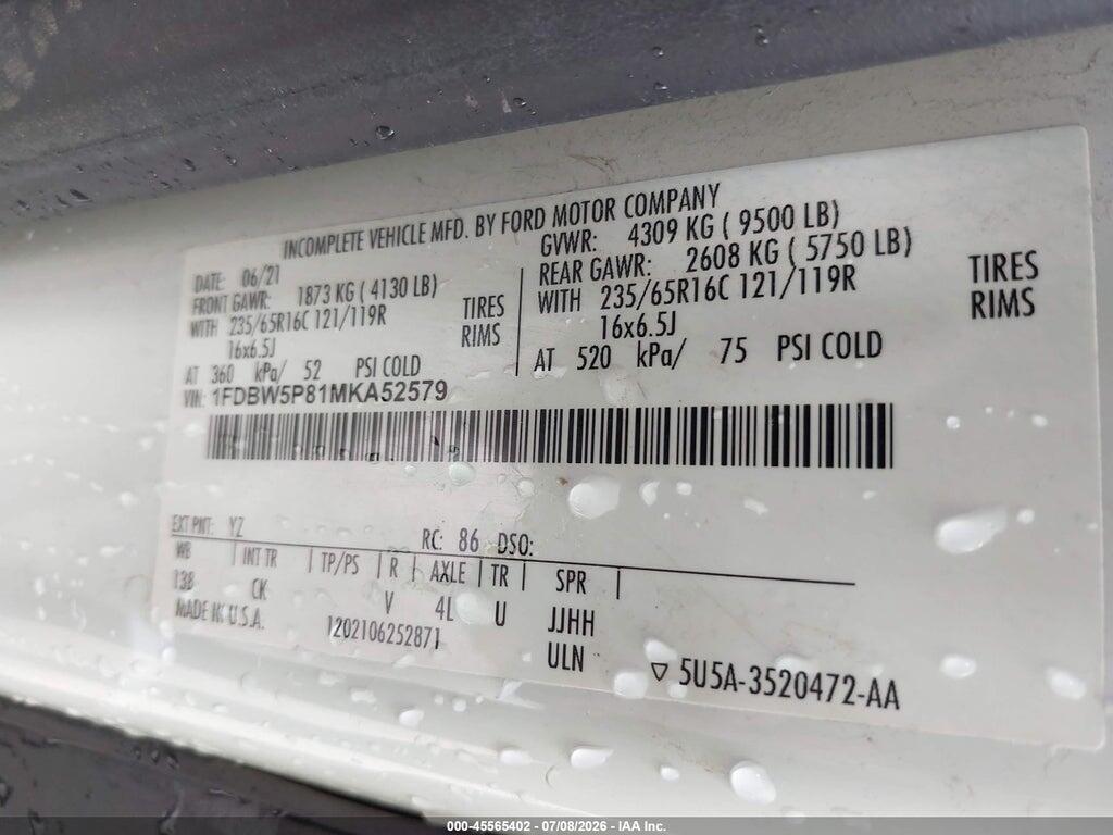 1FDBW5P81MKA52579 2021 FORD TRANSIT-350 CUTAWAY photo no. 9