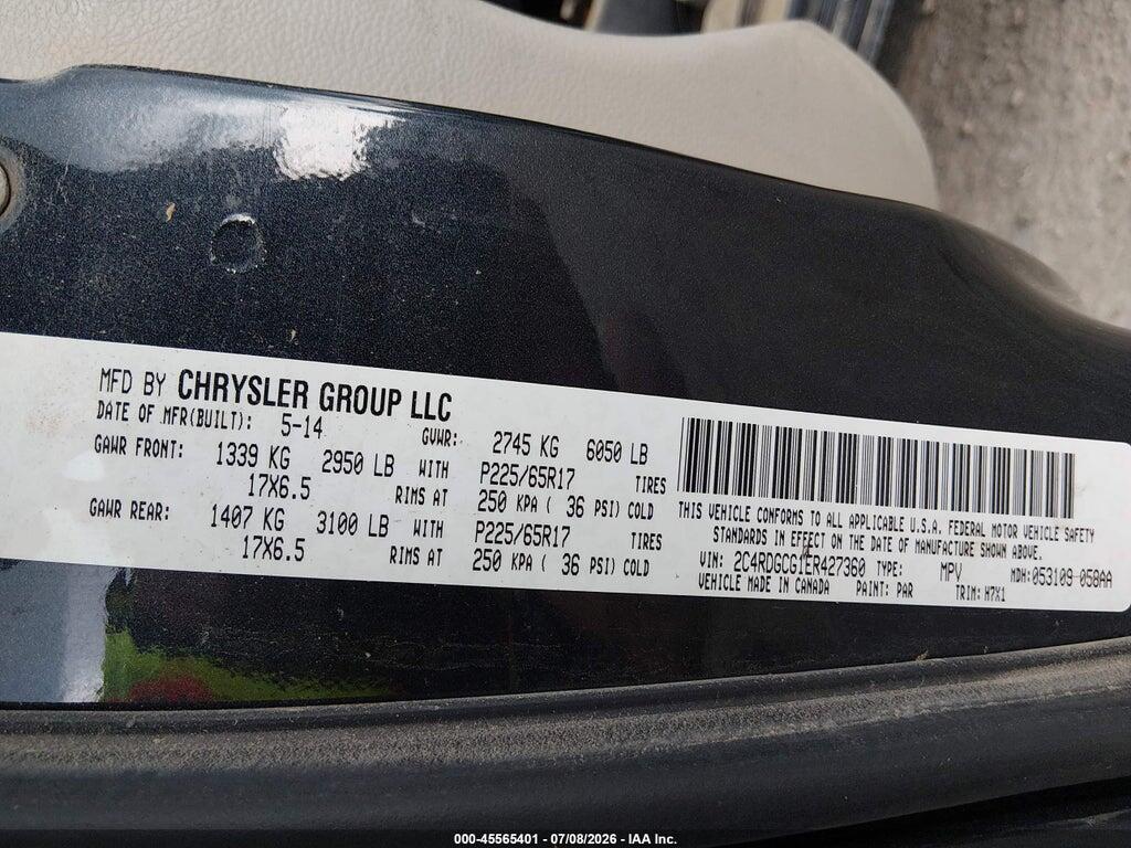 2C4RDGCG1ER427360 2014 DODGE GRAND CARAVAN photo no. 9