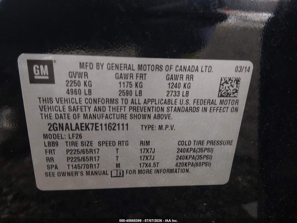 2GNALAEK7E1162111 2014 CHEVROLET EQUINOX photo no. 9