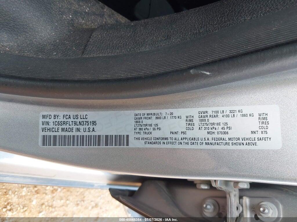1C6SRFLT9LN375195 2020 RAM 1500 photo no. 9