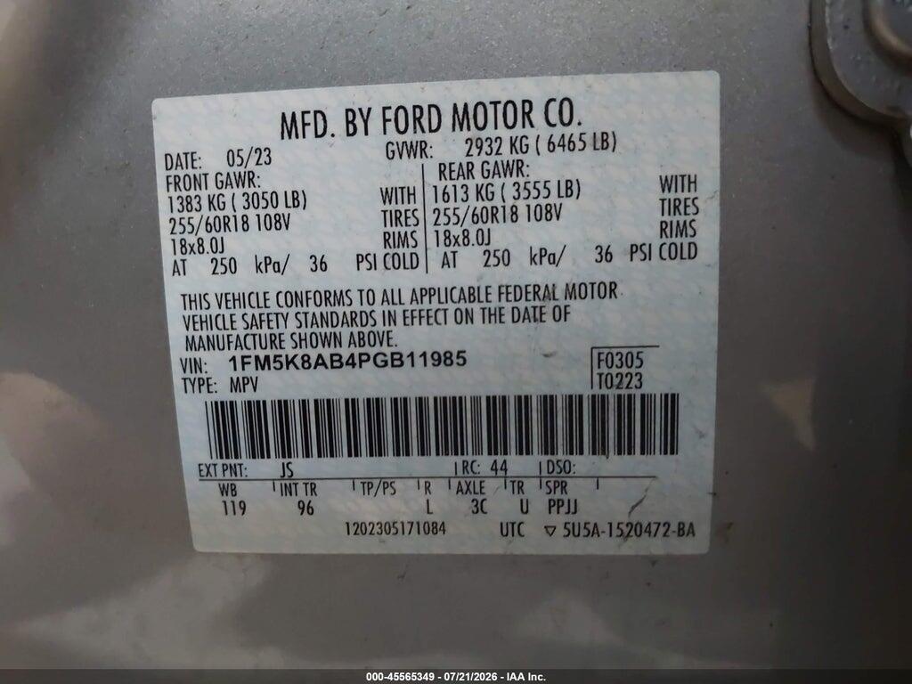 1FM5K8AB4PGB11985 2023 FORD POLICE INTERCEPTOR UTILITY photo no. 9