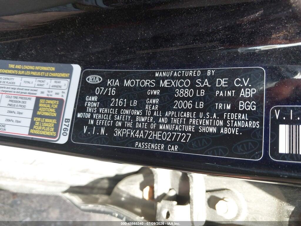 3KPFK4A72HE027727 2017 KIA FORTE photo no. 9
