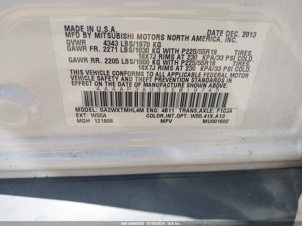 4A4AP3AU3EE019745 2014 MITSUBISHI OUTLANDER SPORT photo no. 9