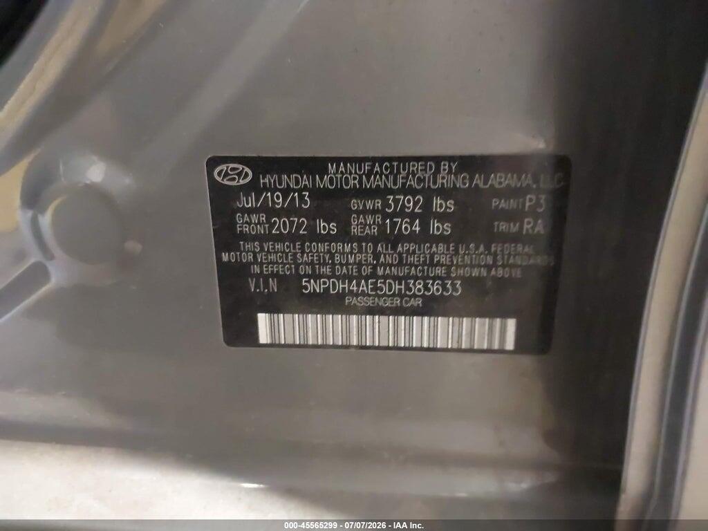 5NPDH4AE5DH383633 2013 HYUNDAI ELANTRA photo no. 9