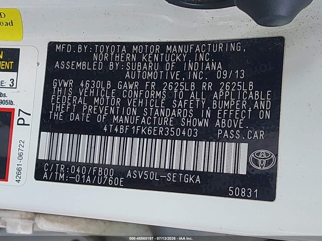 4T4BF1FK6ER350403 2014 TOYOTA CAMRY photo no. 9