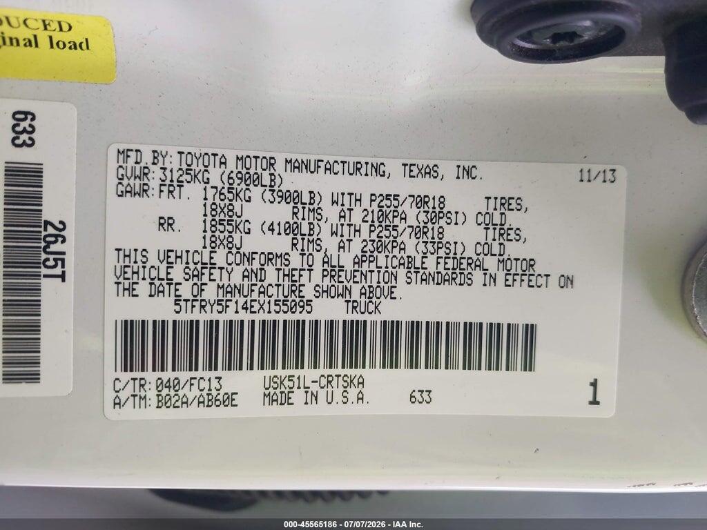 5TFRY5F14EX155095 2014 TOYOTA TUNDRA photo no. 9