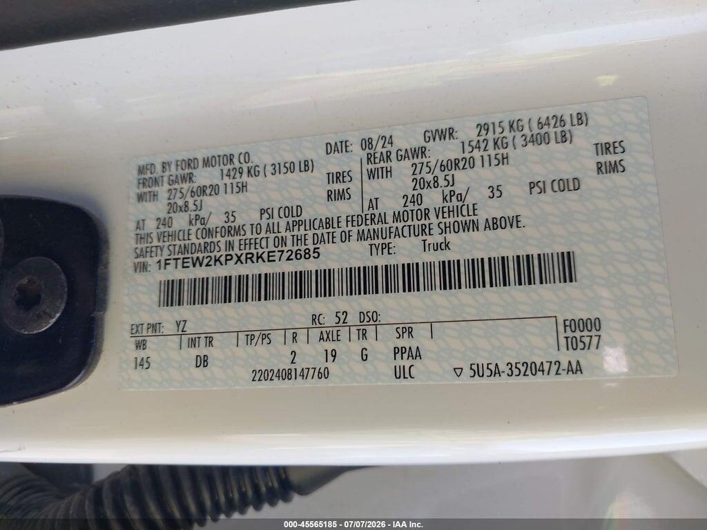 1FTEW2KPXRKE72685 2024 FORD F-150 photo no. 9