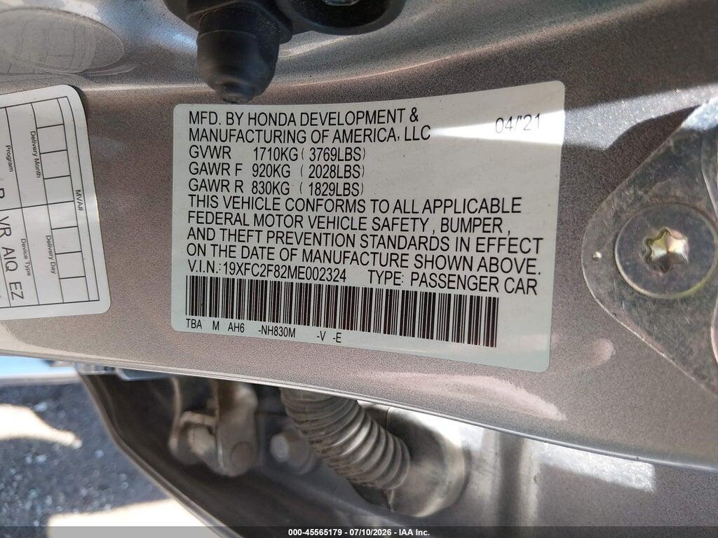 19XFC2F82ME002324 2021 HONDA CIVIC photo no. 9