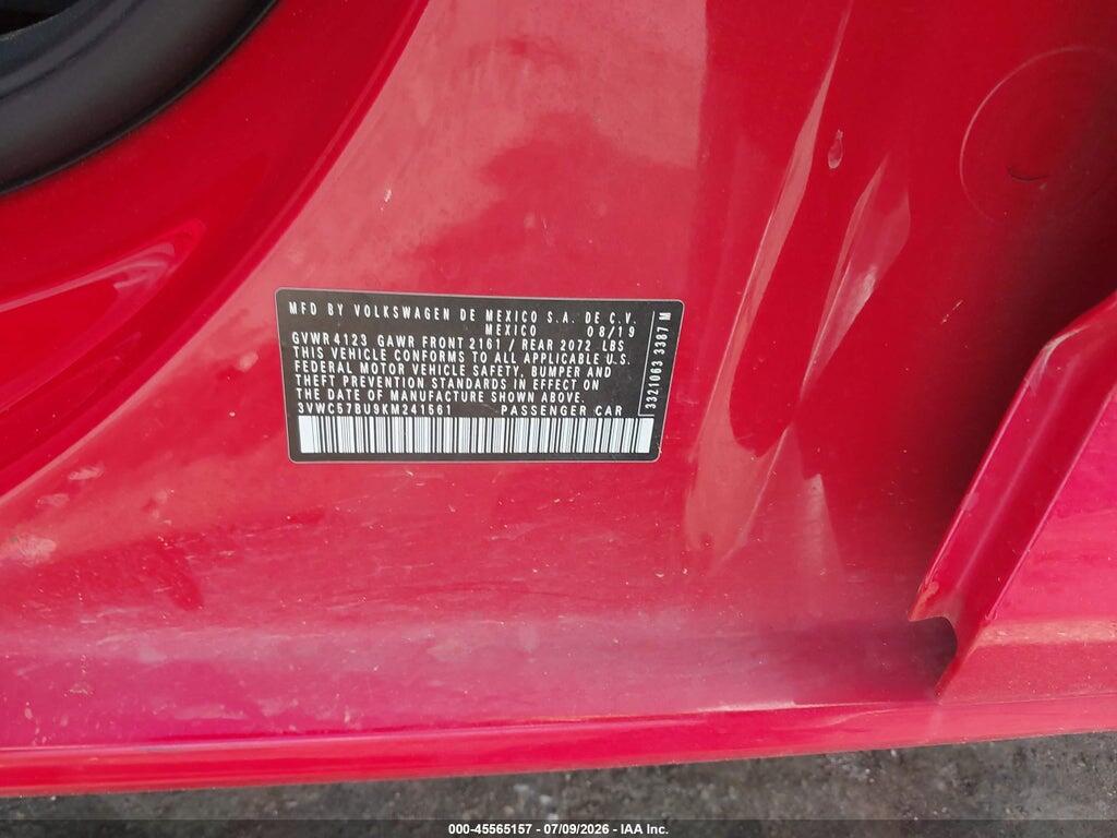 3VWC57BU9KM241561 2019 VOLKSWAGEN JETTA photo no. 9