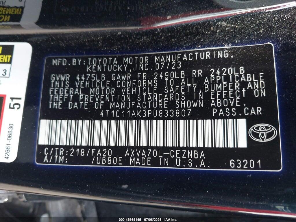 4T1C11AK3PU833807 2023 TOYOTA CAMRY photo no. 9
