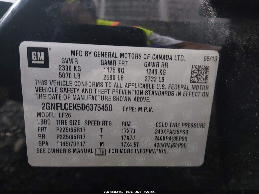 2GNFLCEK5D6375450 2013 CHEVROLET EQUINOX photo no. 9