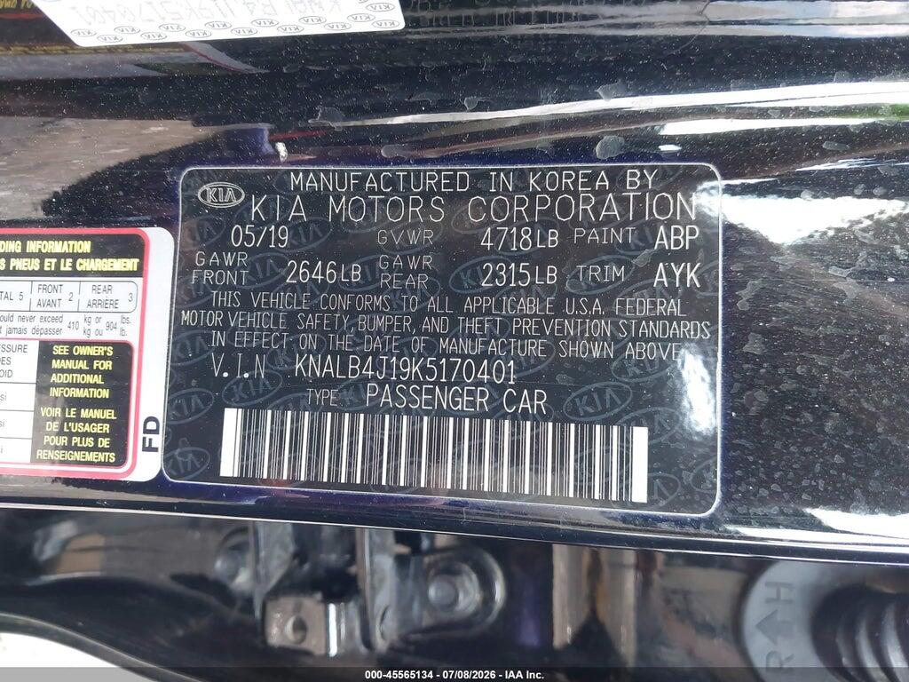 KNALB4J19K5170401 2019 KIA CADENZA photo no. 9