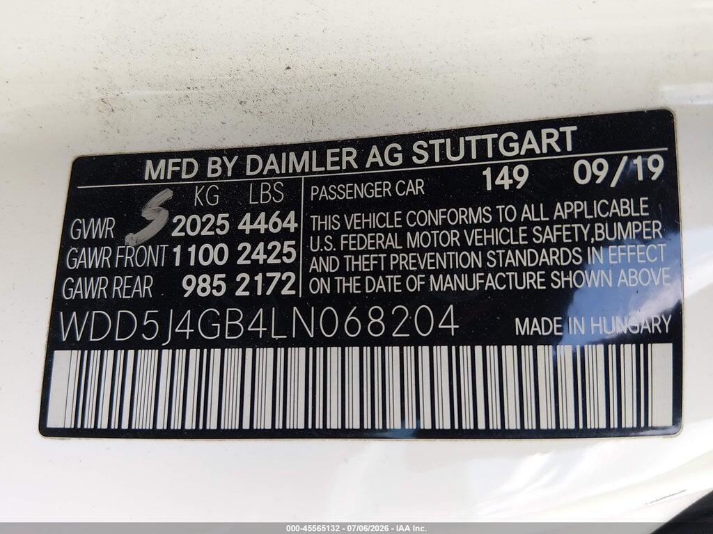 WDD5J4GB4LN068204 2020 MERCEDES-BENZ CLA 250 photo no. 9