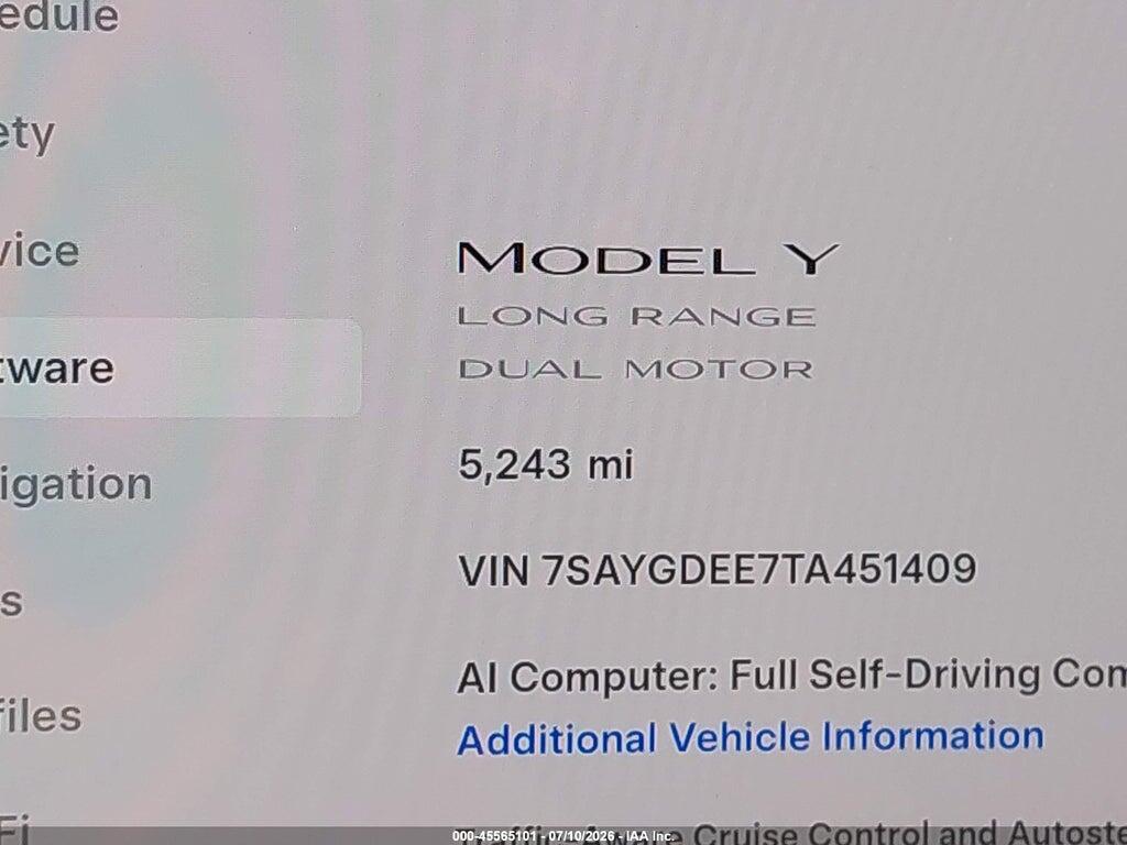 7SAYGDEE7TA451409 2026 TESLA MODEL Y photo no. 7