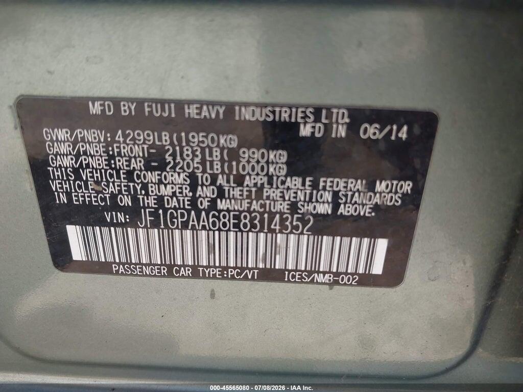 JF1GPAA68E8314352 2014 SUBARU IMPREZA photo no. 9
