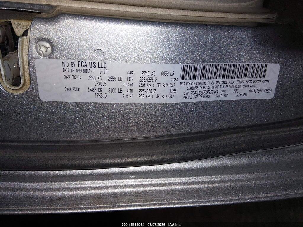 2C4RDGBG5KR623444 2019 DODGE GRAND CARAVAN photo no. 9