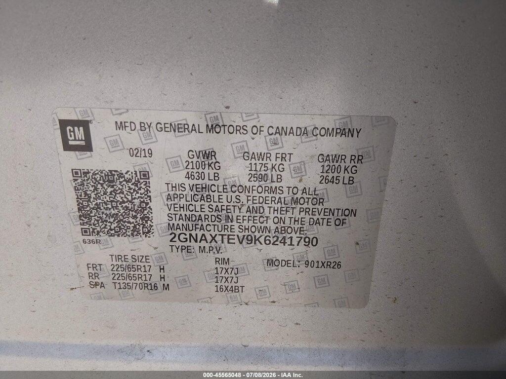 2GNAXTEV9K6241790 2019 CHEVROLET EQUINOX photo no. 9