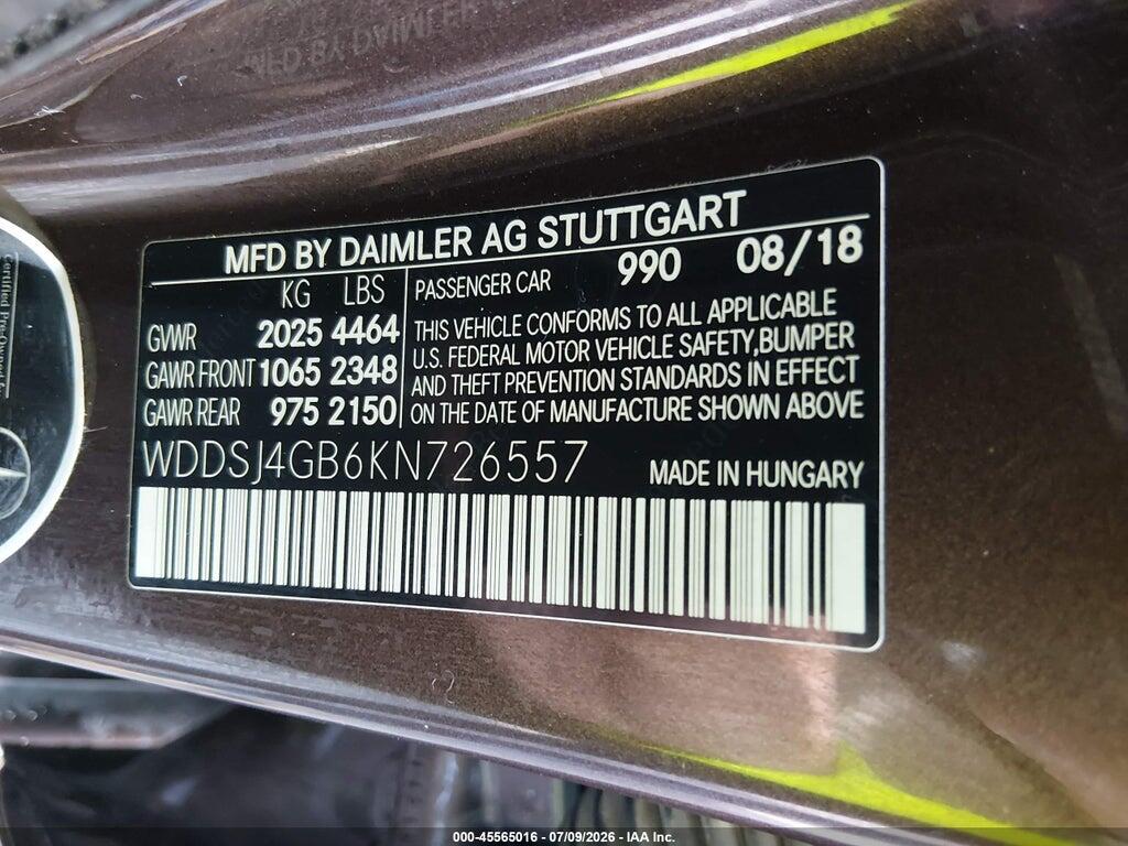WDDSJ4GB6KN726557 2019 MERCEDES-BENZ CLA 250 photo no. 9