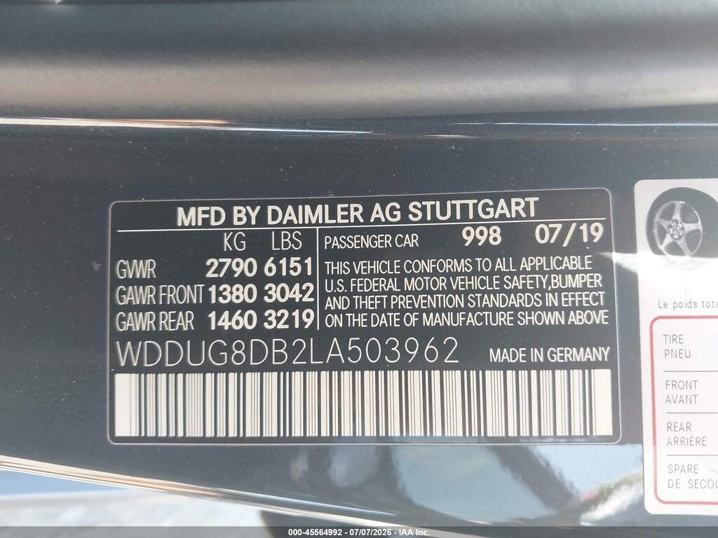 WDDUG8DB2LA503962 2020 MERCEDES-BENZ S 560 photo no. 9