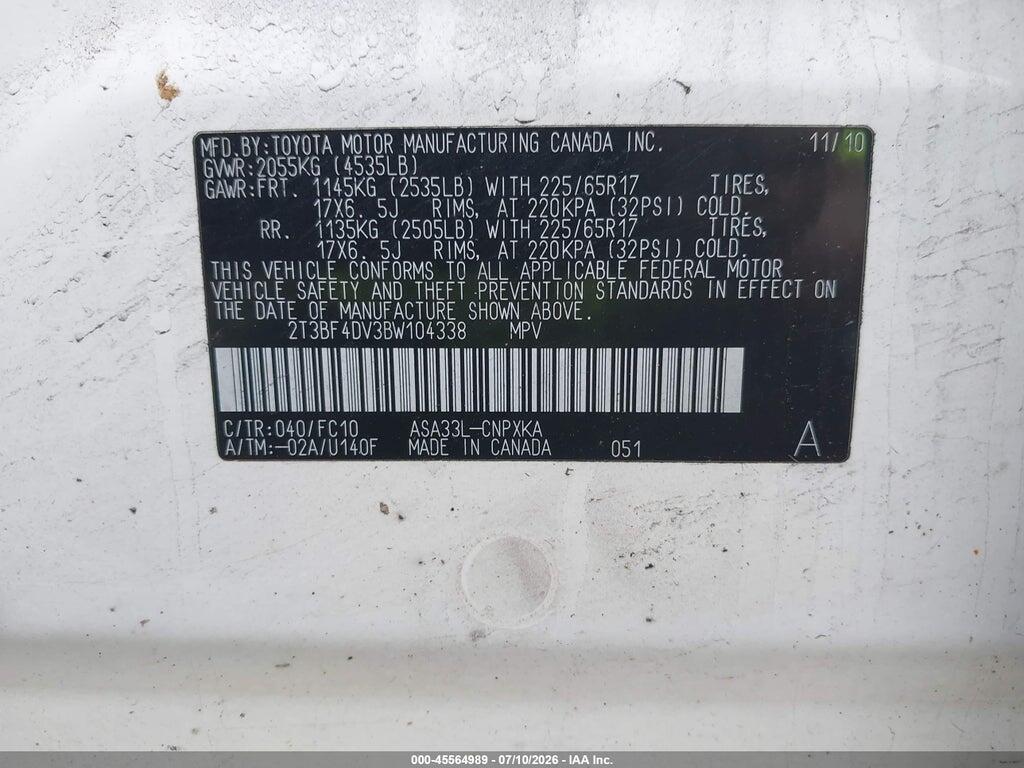 2T3BF4DV3BW104338 2011 TOYOTA RAV4 photo no. 9