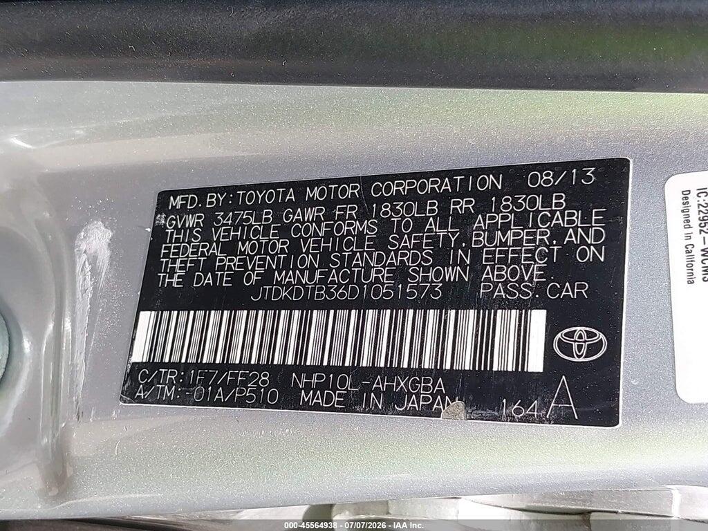 JTDKDTB36D1051573 2013 TOYOTA PRIUS C photo no. 9