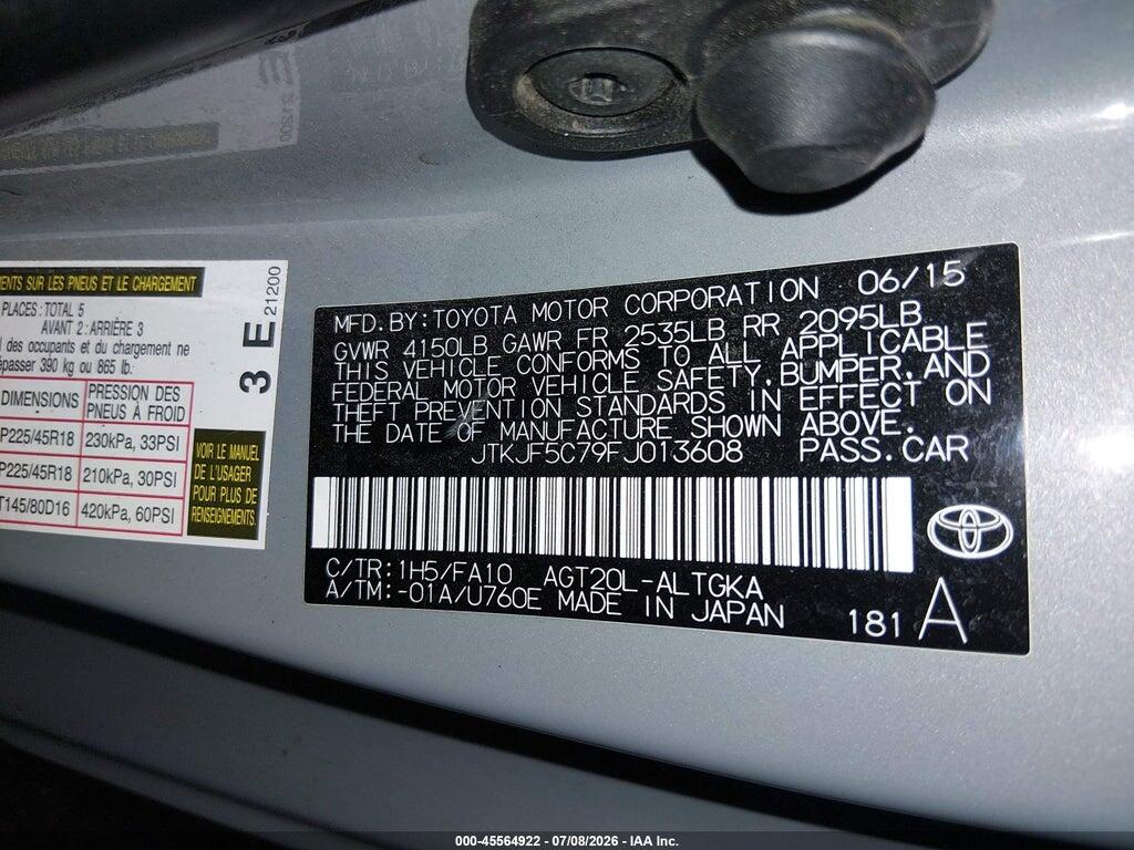 JTKJF5C79FJ013608 2015 SCION TC photo no. 9