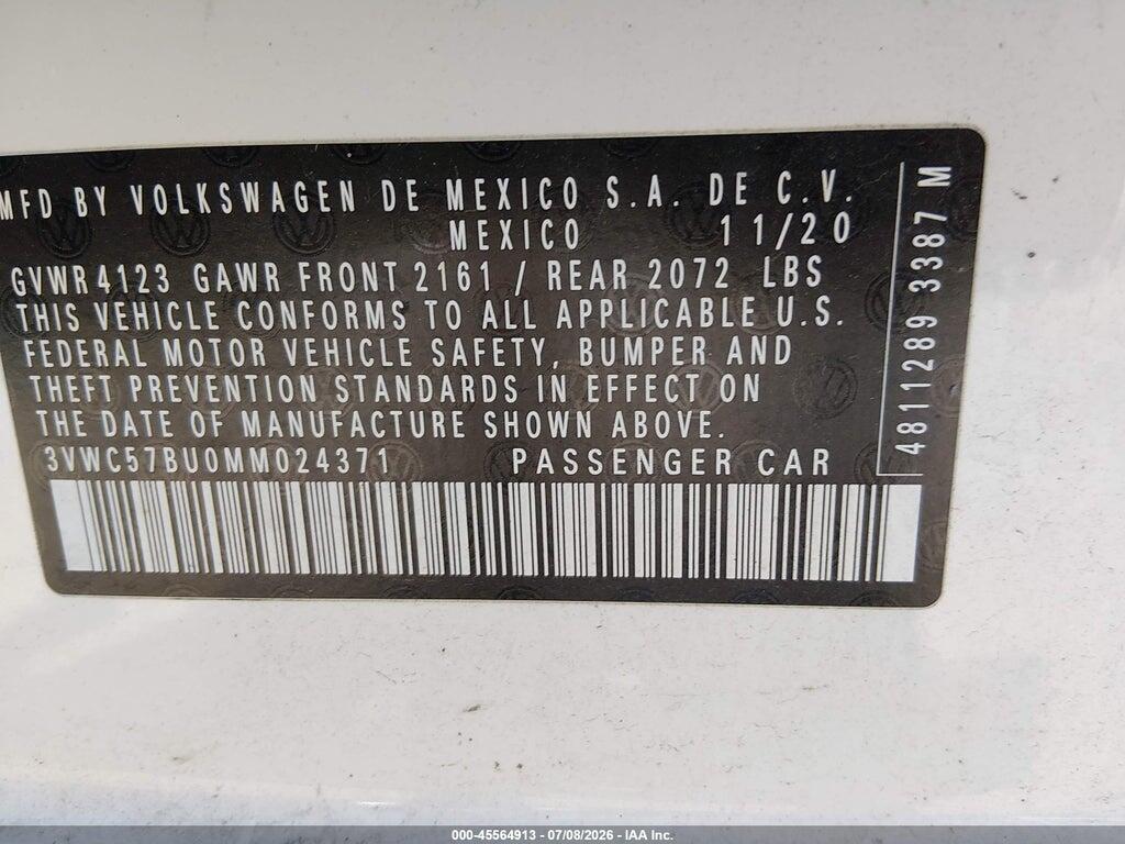 3VWC57BU0MM024371 2021 VOLKSWAGEN JETTA photo no. 9