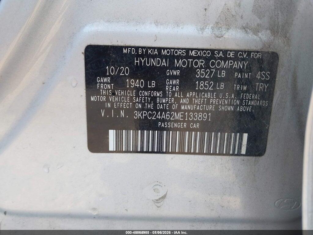 3KPC24A62ME133891 2021 HYUNDAI ACCENT photo no. 9