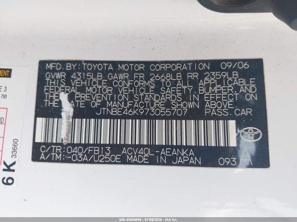 JTNBE46K973055707 2007 TOYOTA CAMRY photo no. 9