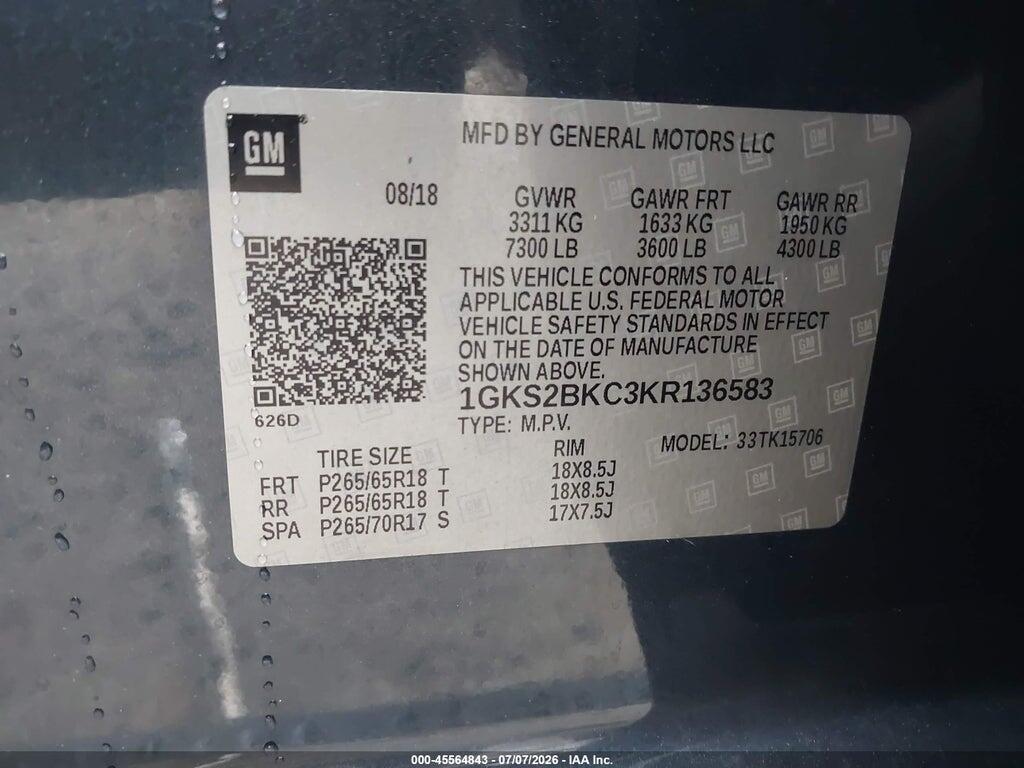 1GKS2BKC3KR136583 2019 GMC YUKON photo no. 9