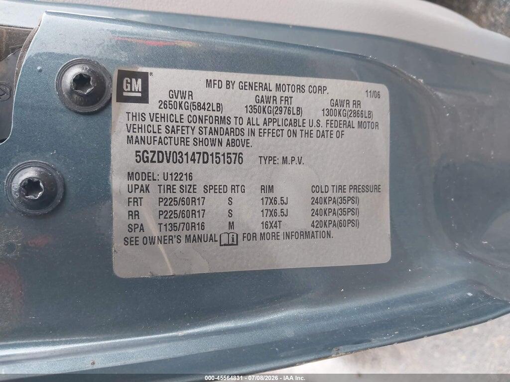 5GZDV03147D151576 2007 SATURN RELAY photo no. 9