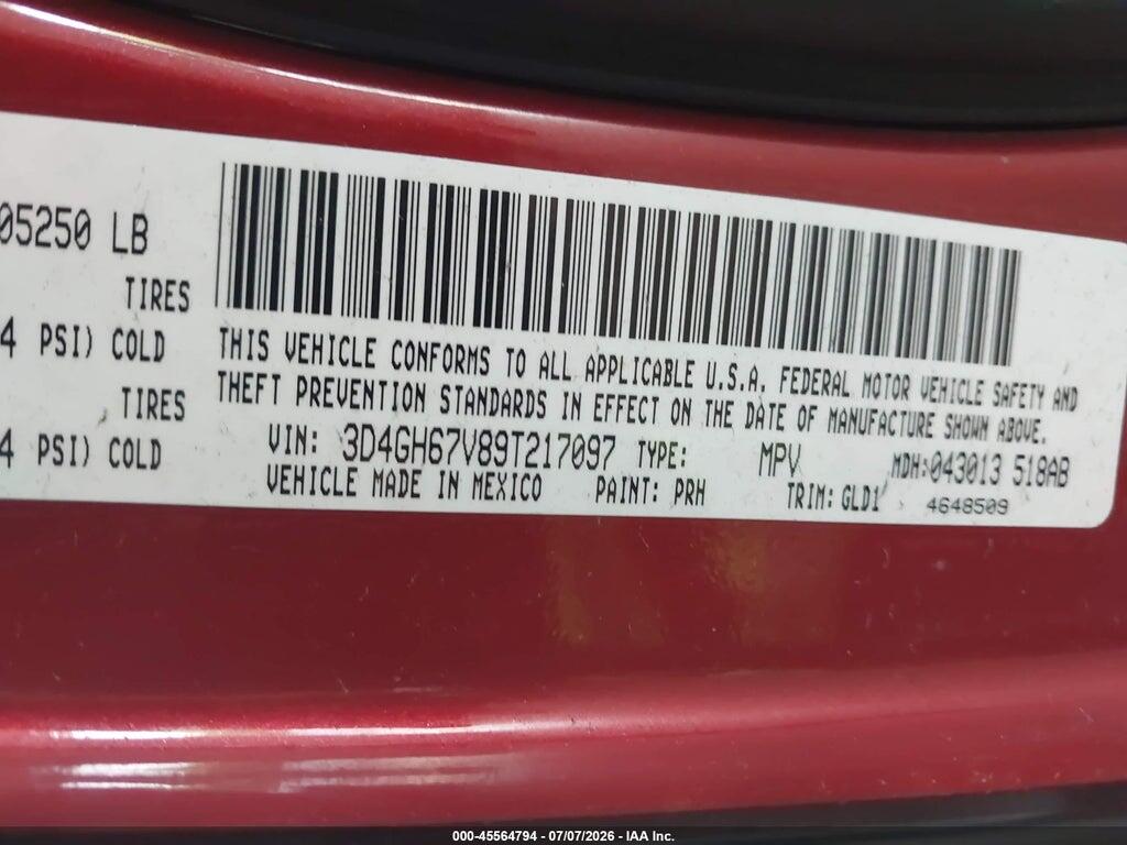 3D4GH67V89T217097 2009 DODGE JOURNEY photo no. 9