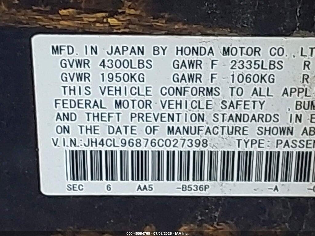 JH4CL96876C027398 2006 ACURA TSX photo no. 9