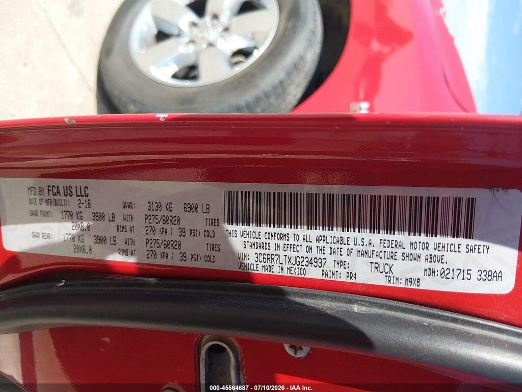 3C6RR7LTXJG234937 2018 RAM 1500 photo no. 9